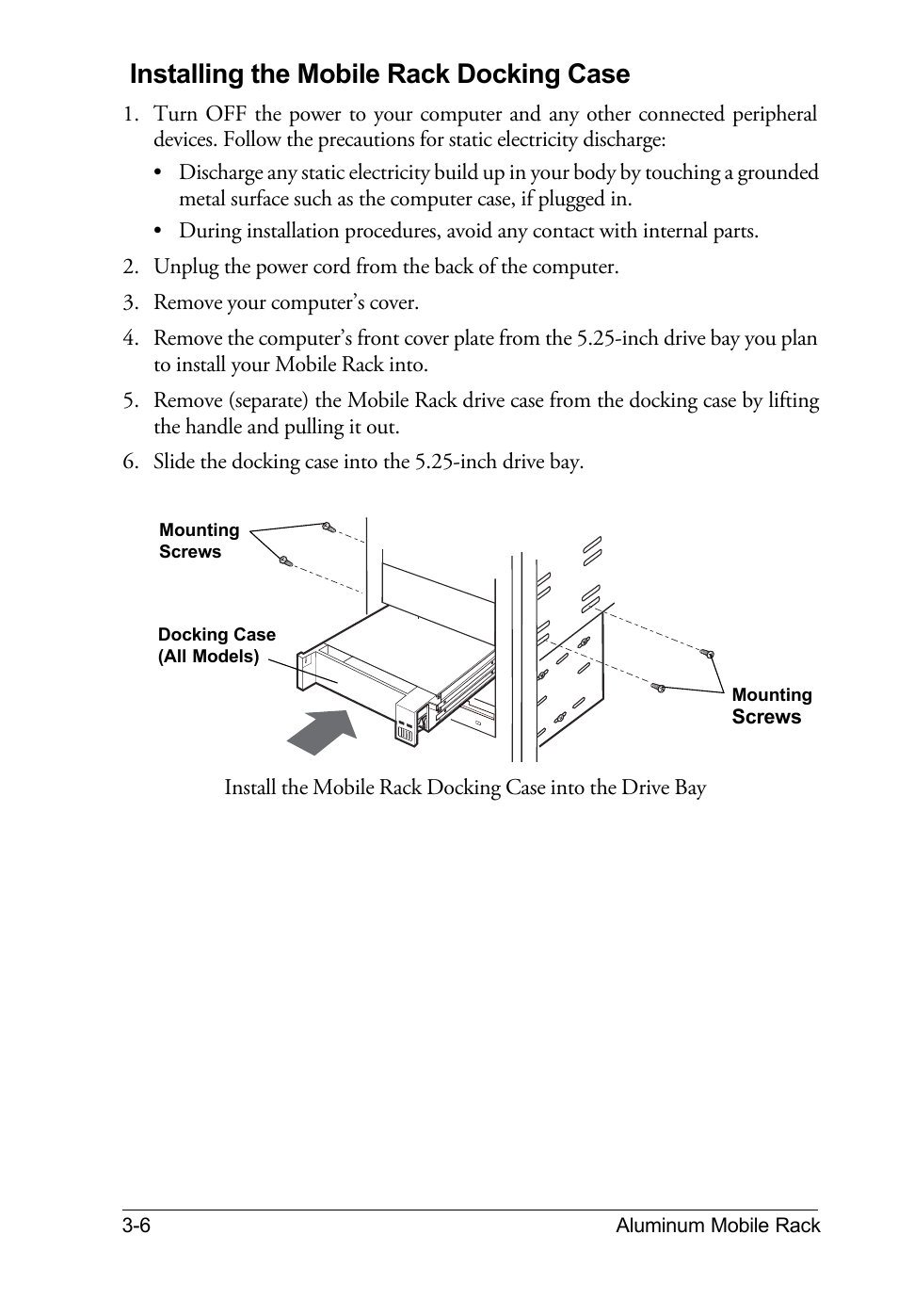 Installing the mobile rack docking case | Vantec EZ-SWAP 2 MRK-300FD-BK User Manual | Page 6 / 11