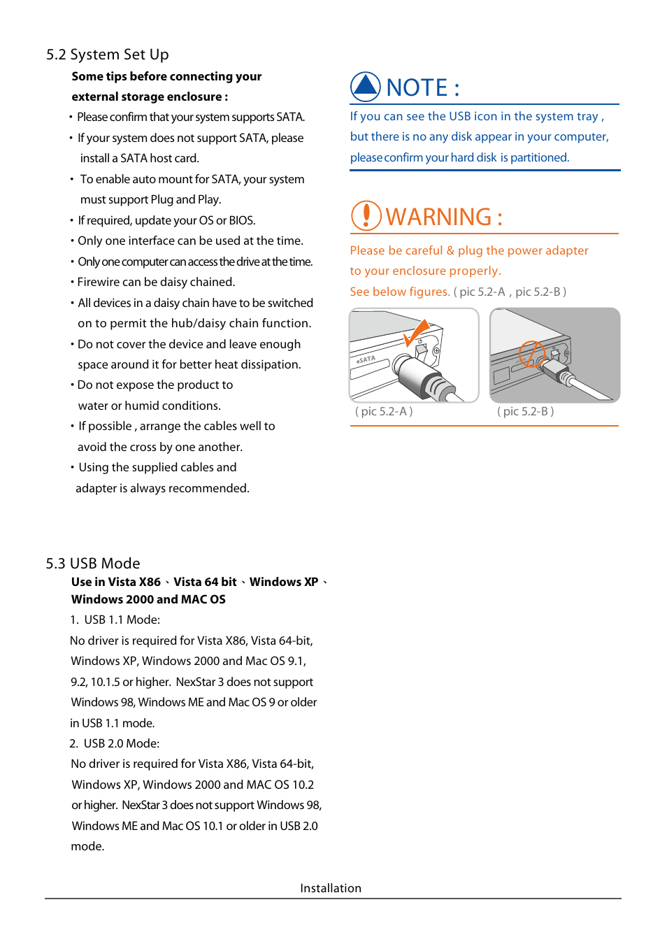 Warning | Vantec NST-360FBSU-BK User Manual | Page 11 / 19