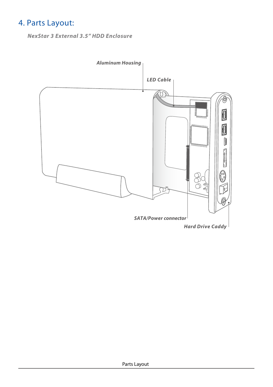 Parts layout | Vantec NST-360FBSU-BK User Manual | Page 7 / 19