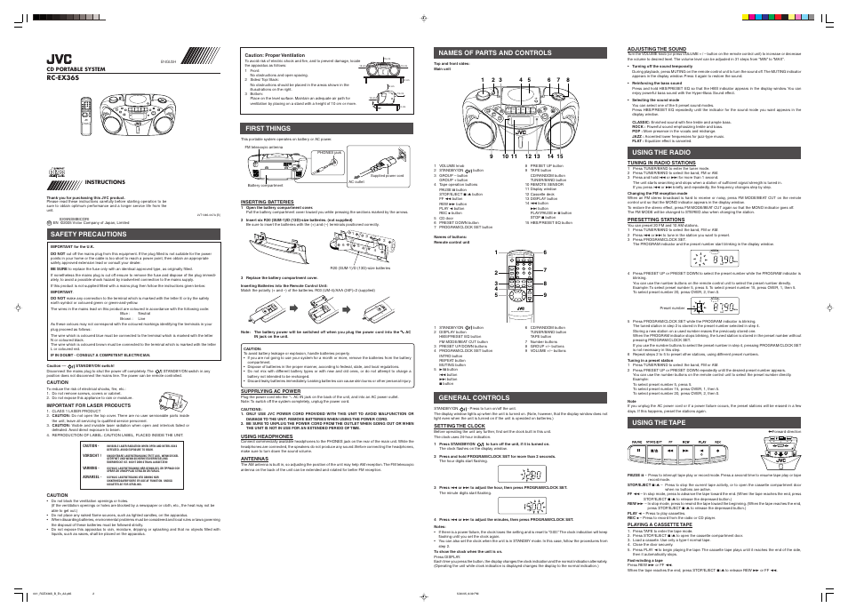 Victor Enterprise CD Portable System RC-EX36S User Manual | 2 pages