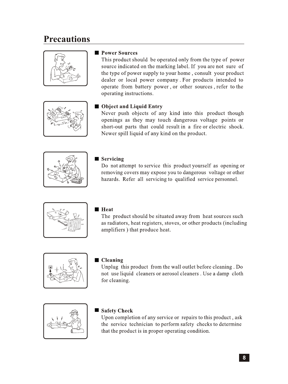 Т³гж 9, Precautions | Vincent Audio CD-S6MK User Manual | Page 9 / 12