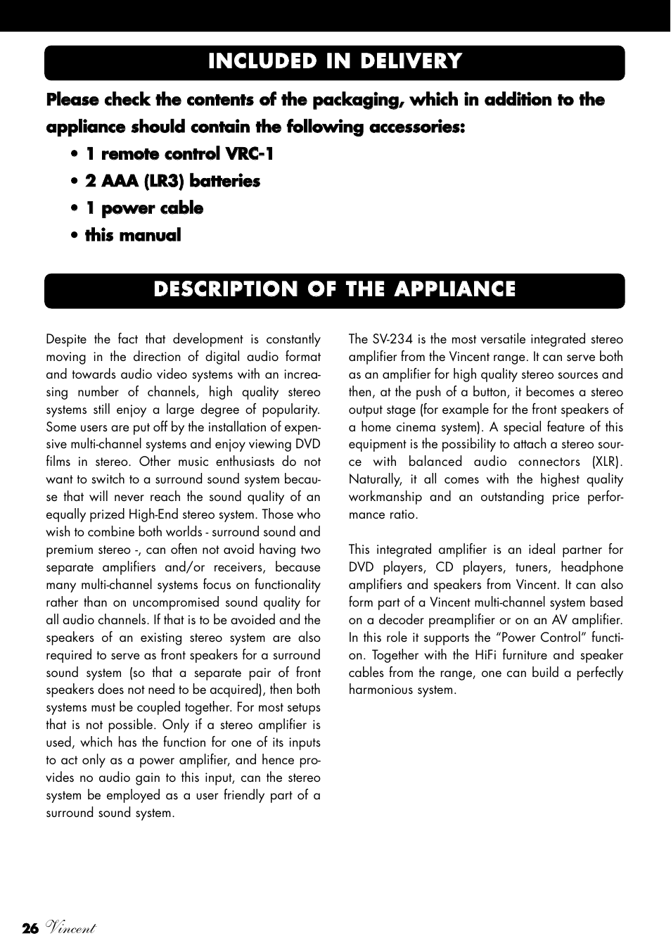 Vincent Audio SV-234 User Manual | Page 26 / 64