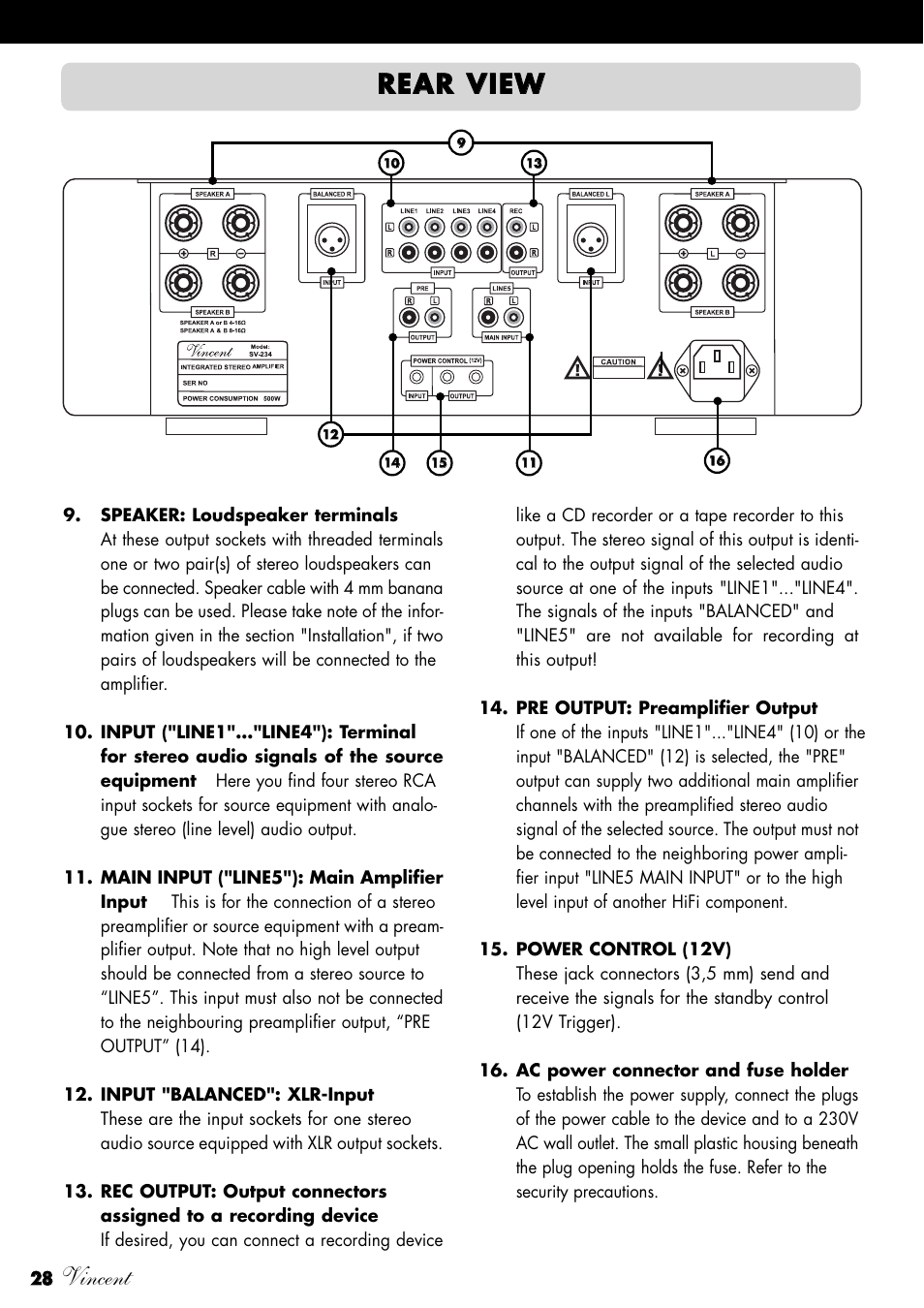 Vincent, Rre ea ar r v viie ew w | Vincent Audio SV-234 User Manual | Page 28 / 64