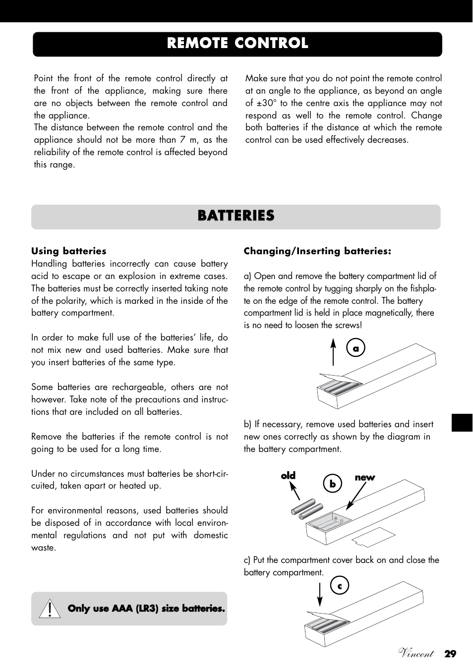 Vincent, Rre em mo otte e c co on nttr ro oll | Vincent Audio SV-234 User Manual | Page 29 / 64