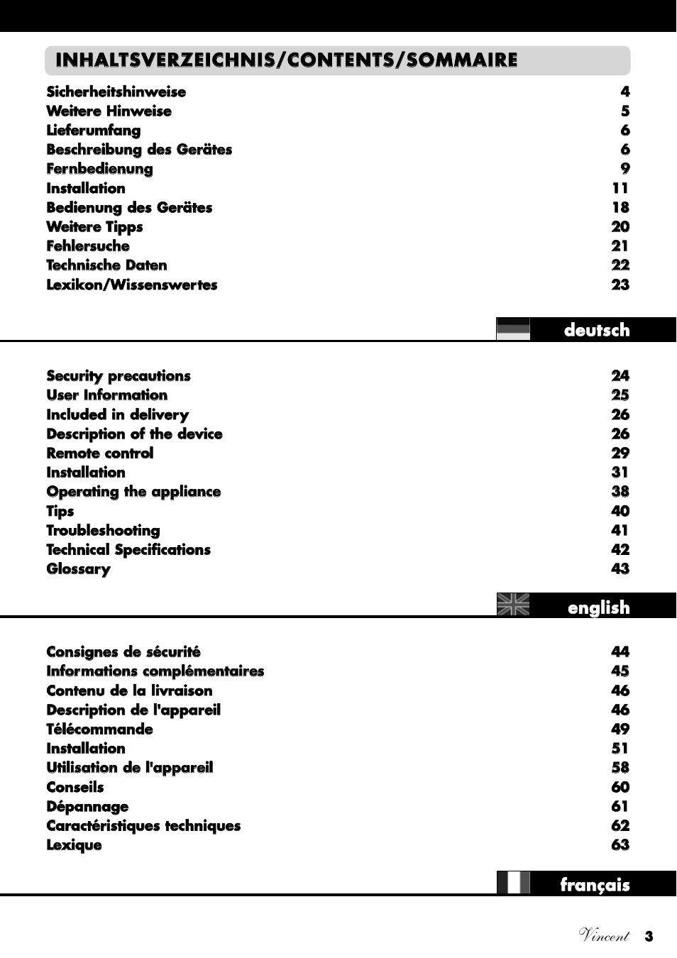 Vincent | Vincent Audio SV-234 User Manual | Page 3 / 64