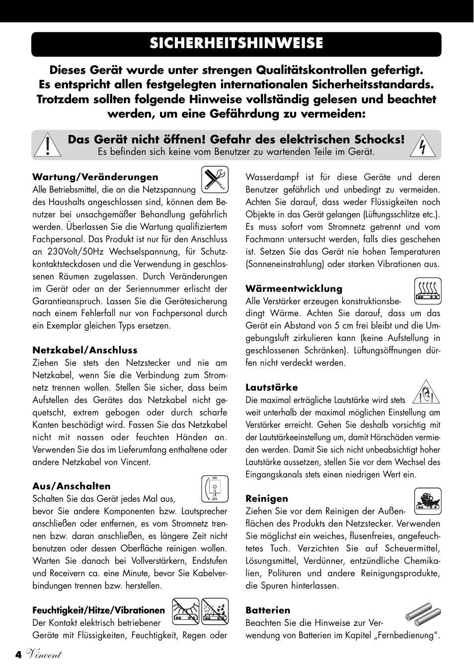 Vincent Audio SV-234 User Manual | Page 4 / 64