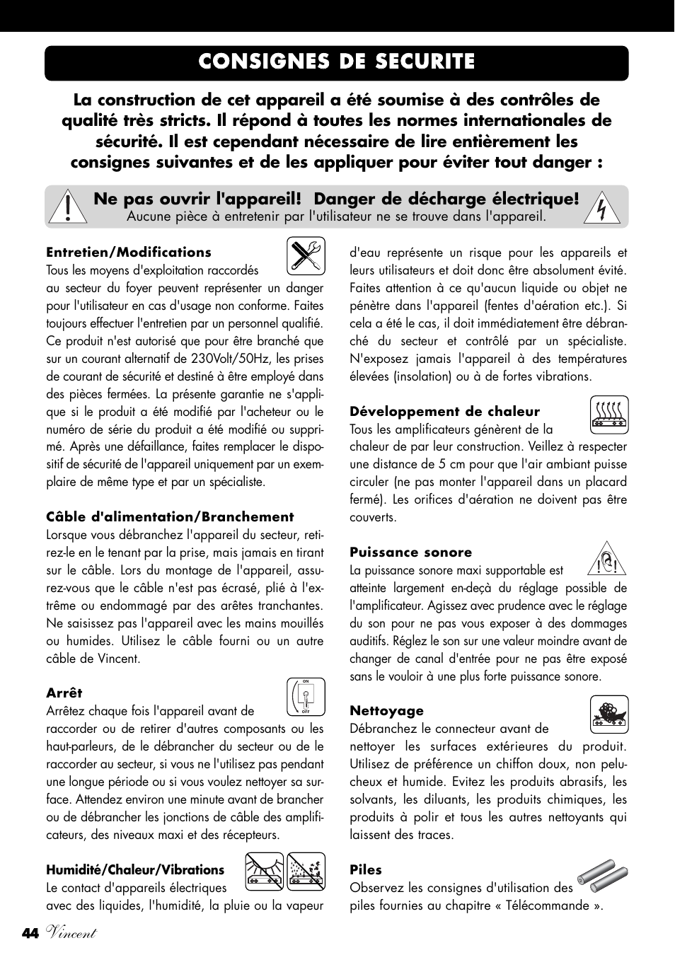 Vincent Audio SV-234 User Manual | Page 44 / 64