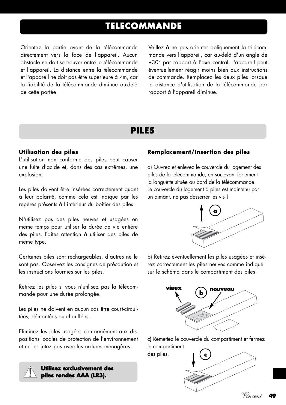 Vincent, Tte elle ec co om mm ma an nd de e, Ppiille es s | Vincent Audio SV-234 User Manual | Page 49 / 64