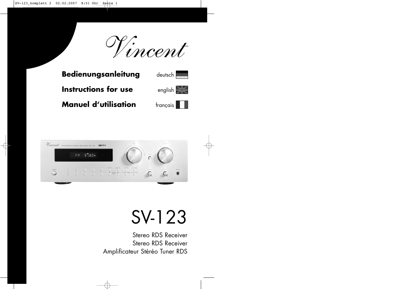 Vincent Audio SV-123 User Manual | 31 pages