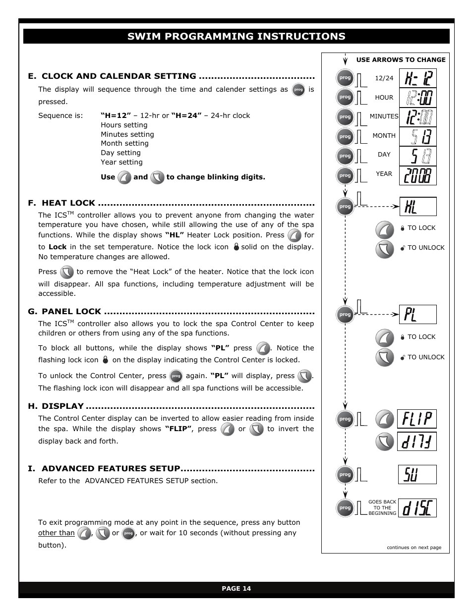 Swim programming instructions | Vita Spa xStreamPro User Manual | Page 20 / 30