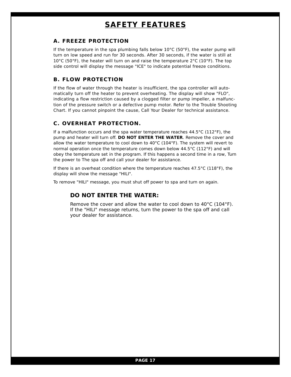 Safety features | Vita Spa xStreamPro User Manual | Page 23 / 30