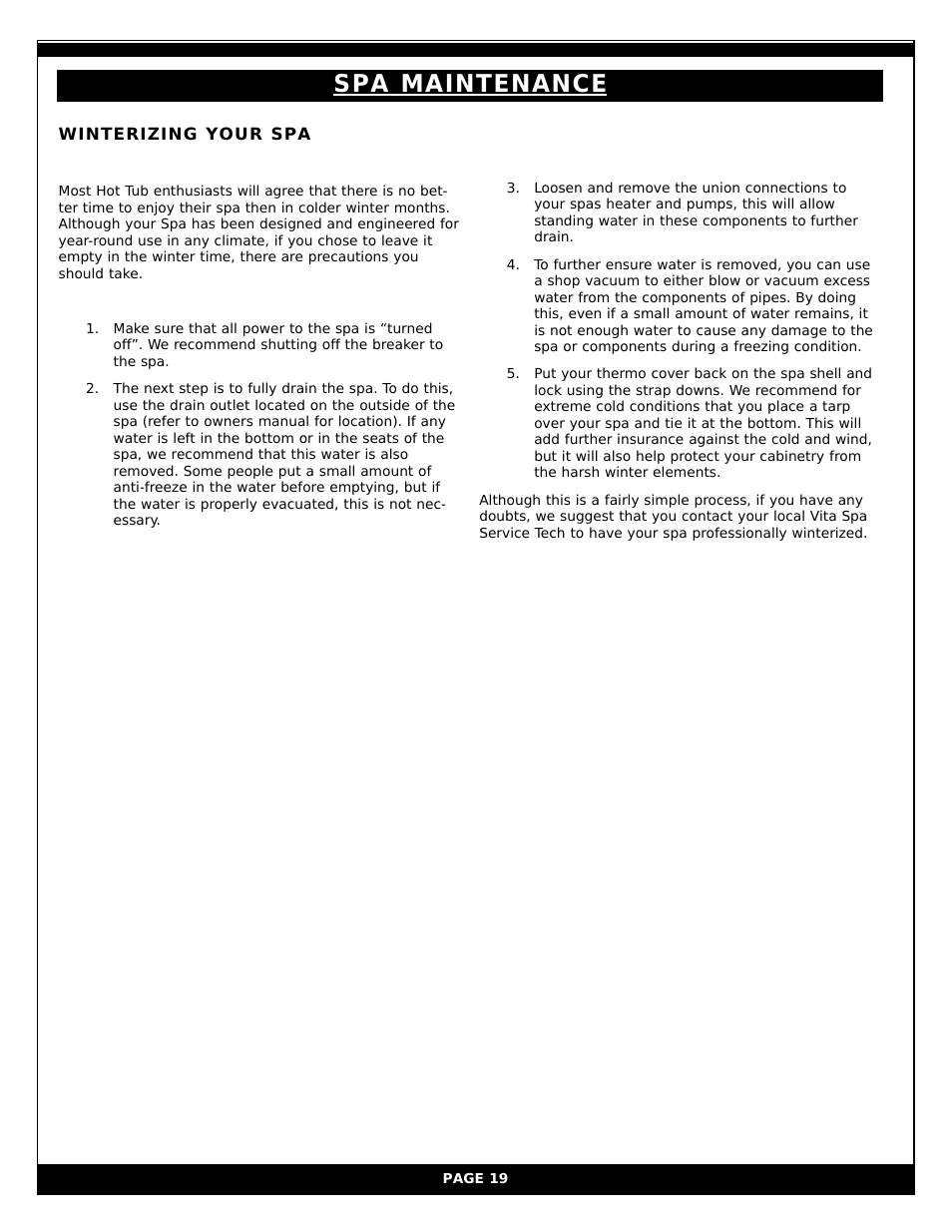 Spa maintenance | Vita Spa xStreamPro User Manual | Page 25 / 30