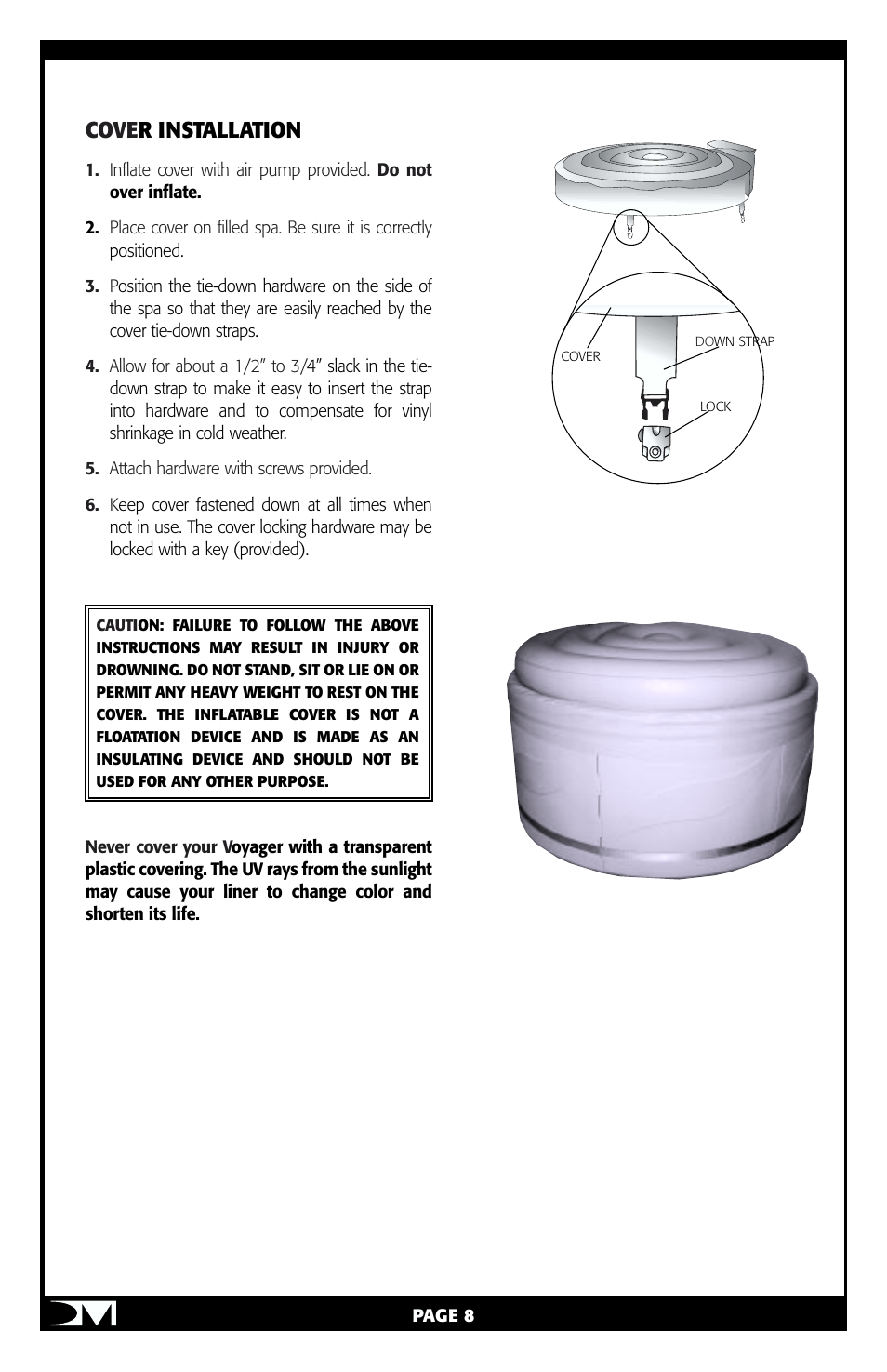 Cove r installation | Vita Spa Portable Spa User Manual | Page 10 / 33