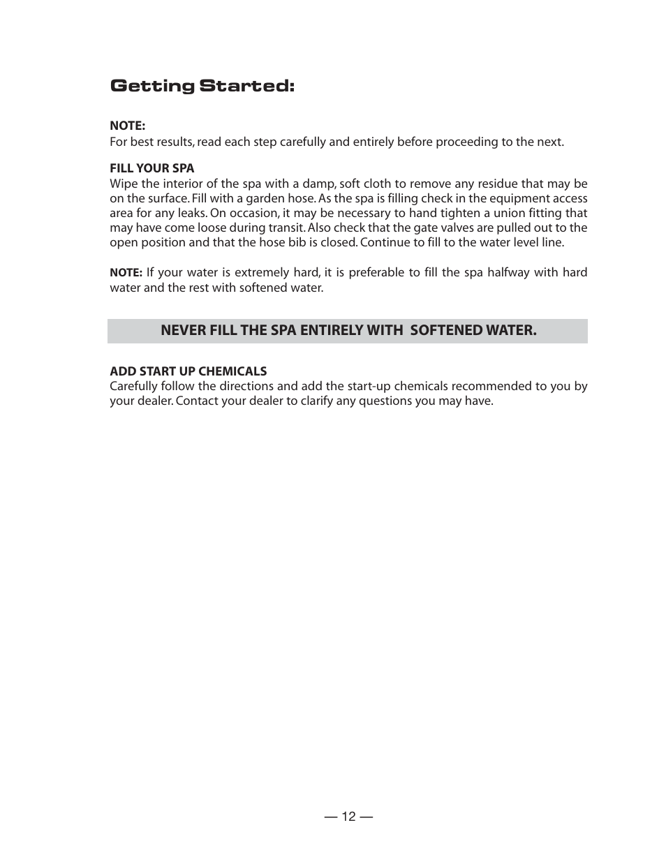 Getting started | Vita Spa Deluxe U -1 3 0 User Manual | Page 14 / 25