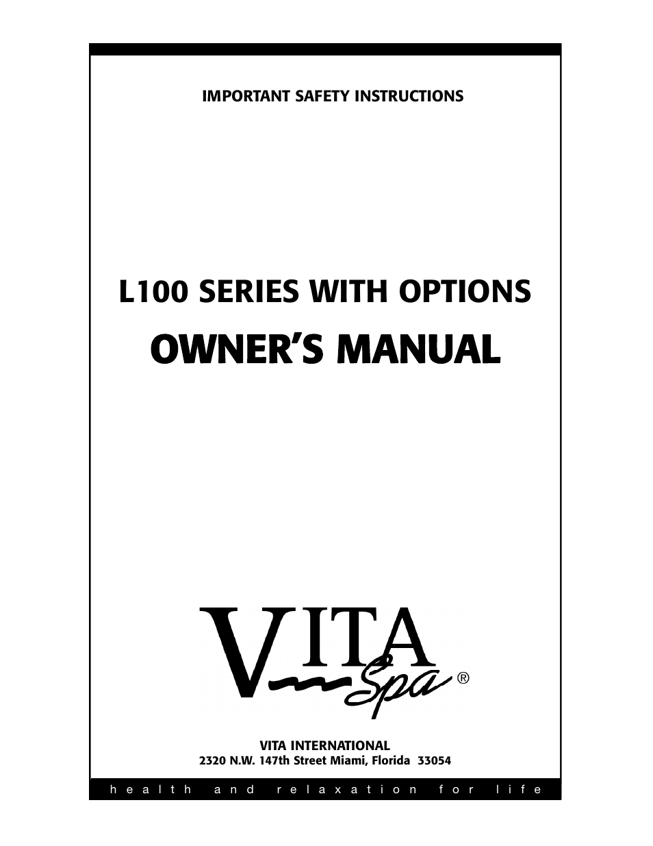 Vita Spa L100 User Manual | 48 pages