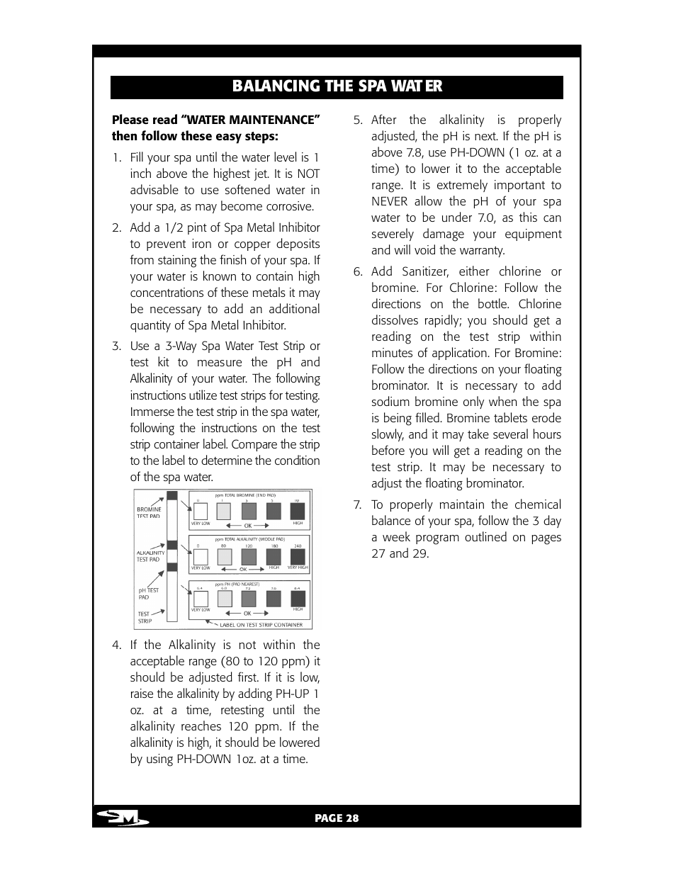 B a la ncing the spa wat er | Vita Spa L100 User Manual | Page 32 / 48