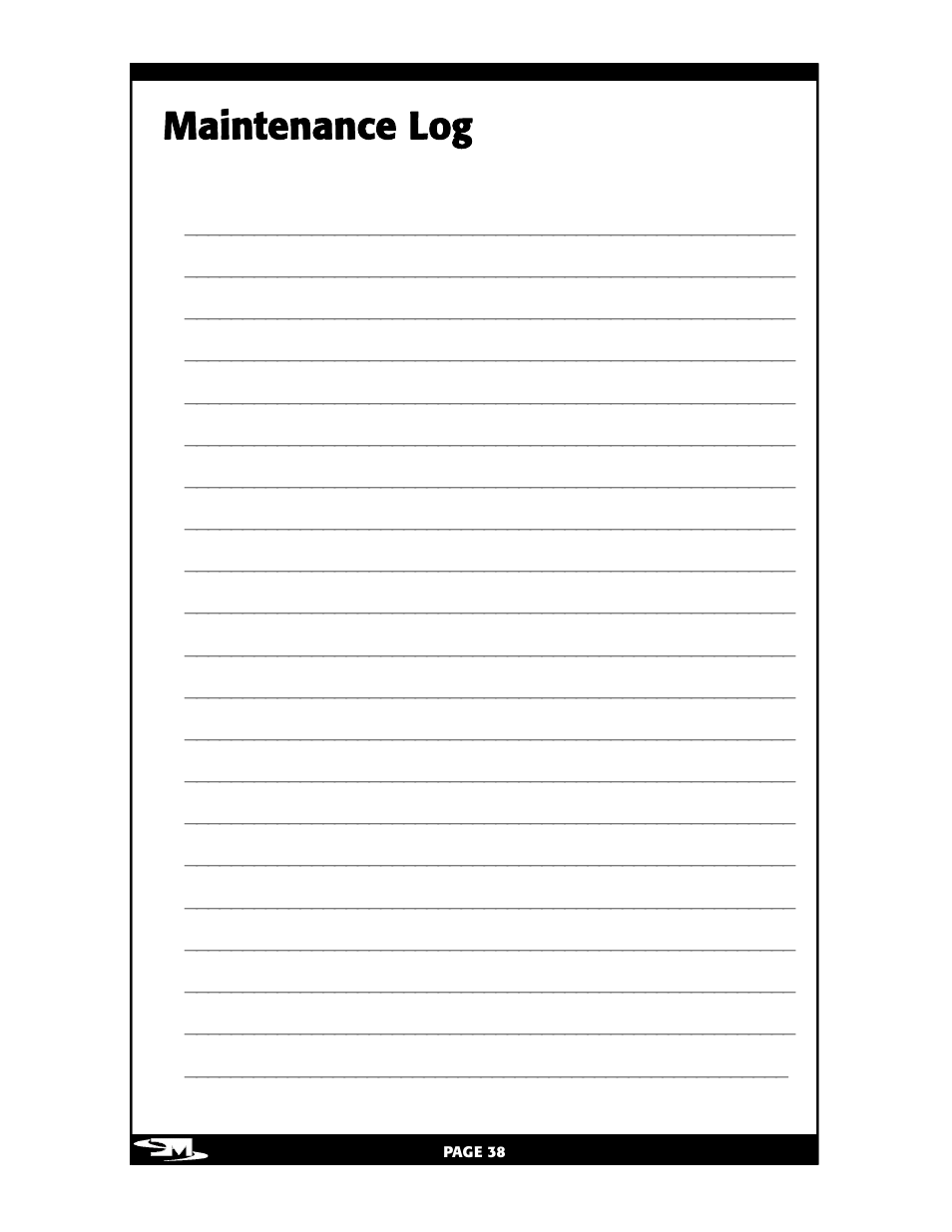 Maintenance log | Vita Spa L100 User Manual | Page 42 / 48