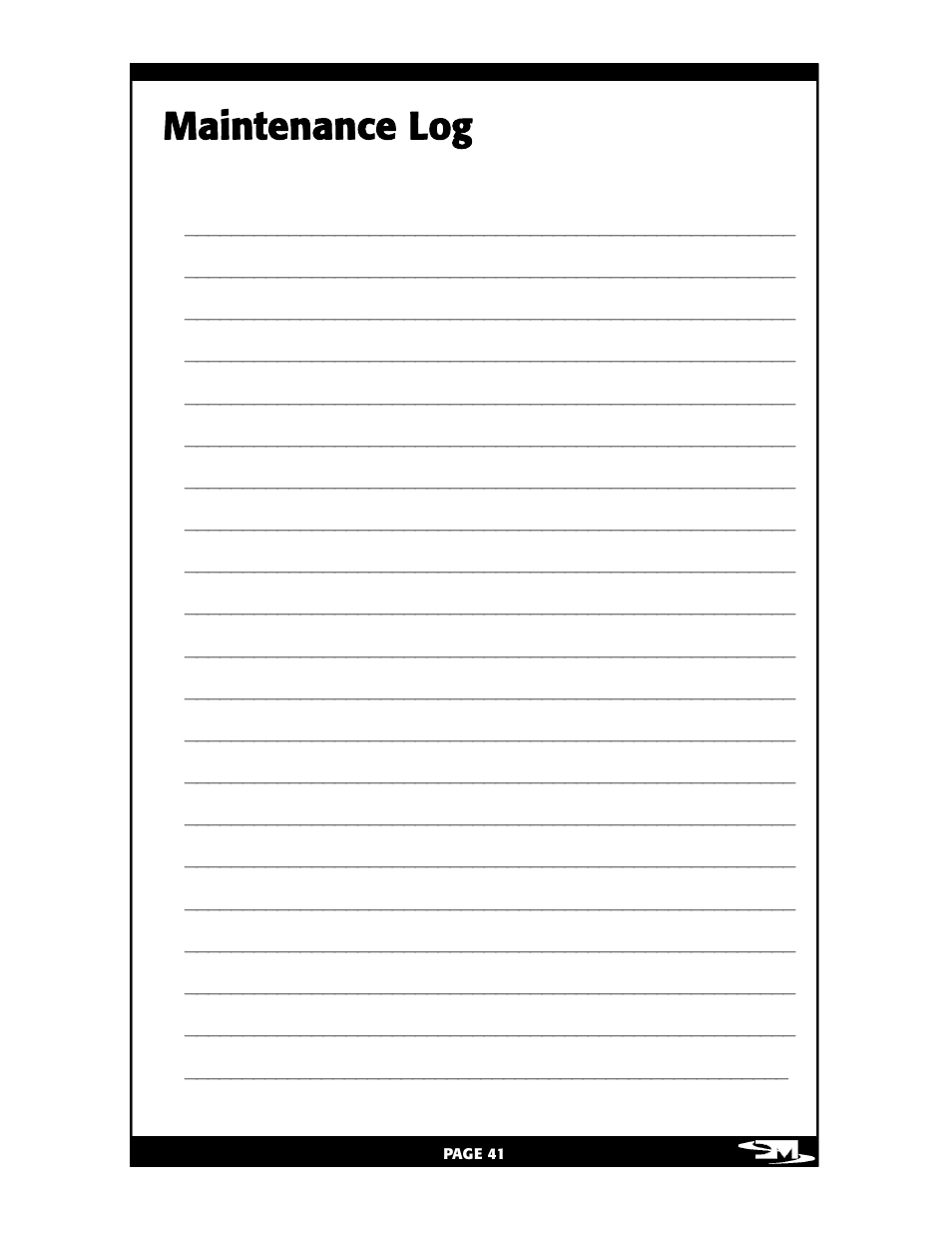 Maintenance log | Vita Spa L100 User Manual | Page 45 / 48