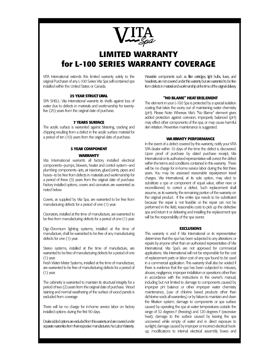 Vita Spa L100 User Manual | Page 46 / 48