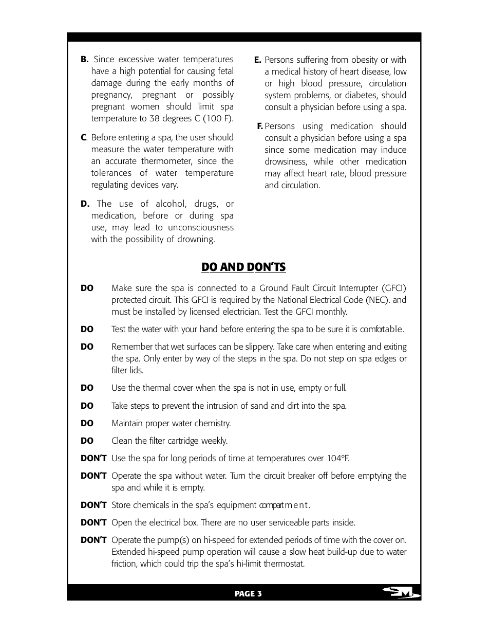 Do a nd don ’ ts | Vita Spa L100 User Manual | Page 7 / 48
