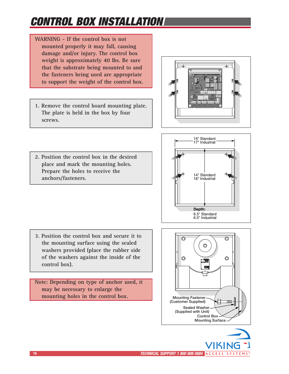 Control box installation | Viking Access Systems Vehicular Gate Opener X-9 User Manual | Page 18 / 36