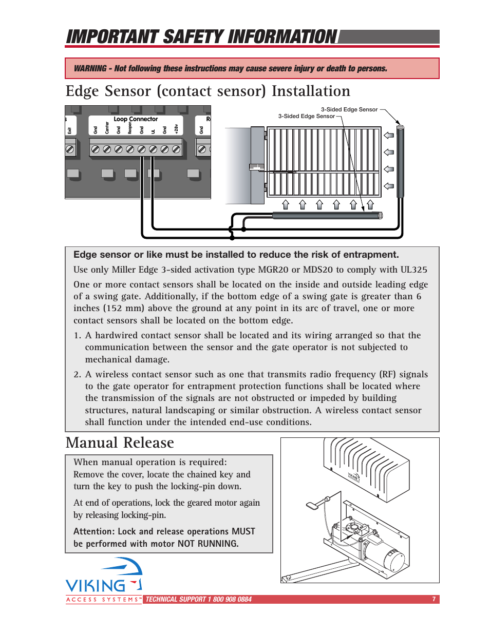 Important safety information | Viking Access Systems Vehicular Gate Opener X-9 User Manual | Page 9 / 36