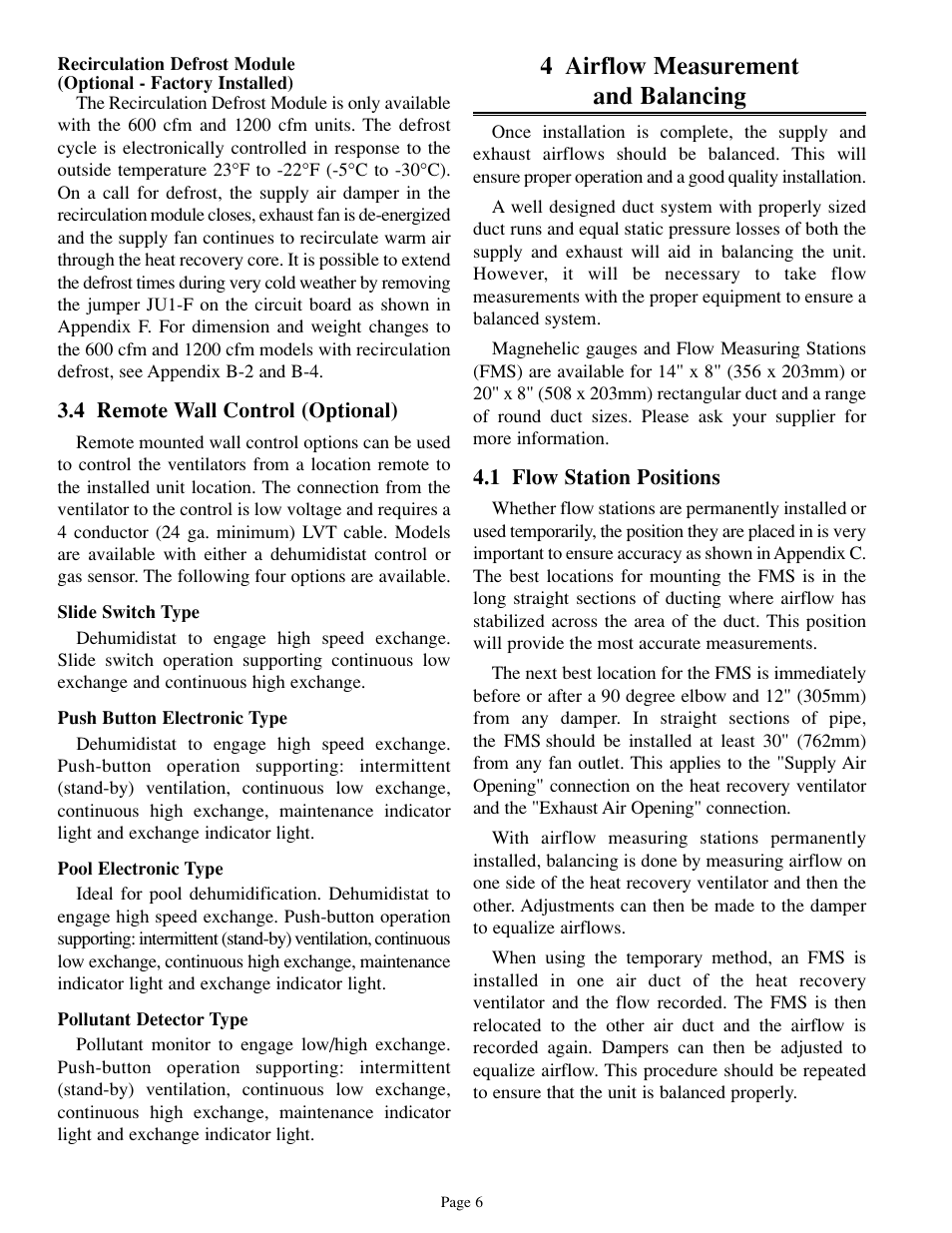 4 airflow measurement and balancing | Venmar 700 cfm User Manual | Page 6 / 24