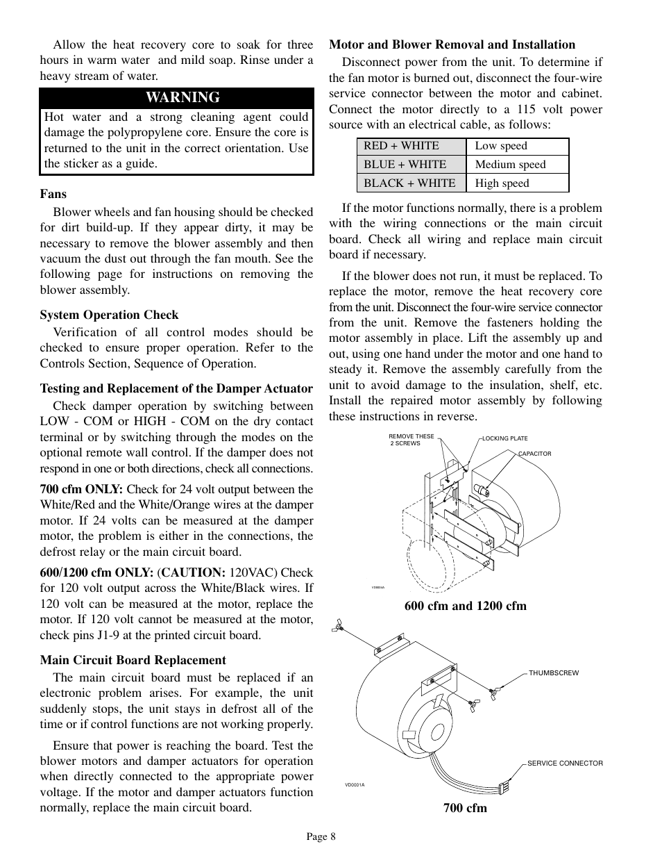 Warning | Venmar 700 cfm User Manual | Page 8 / 24