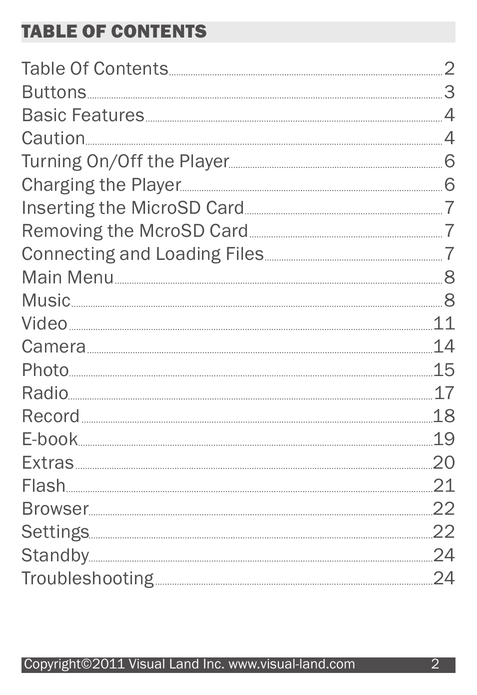 Visual Land V-TOUCH PRO 905L User Manual | Page 2 / 27