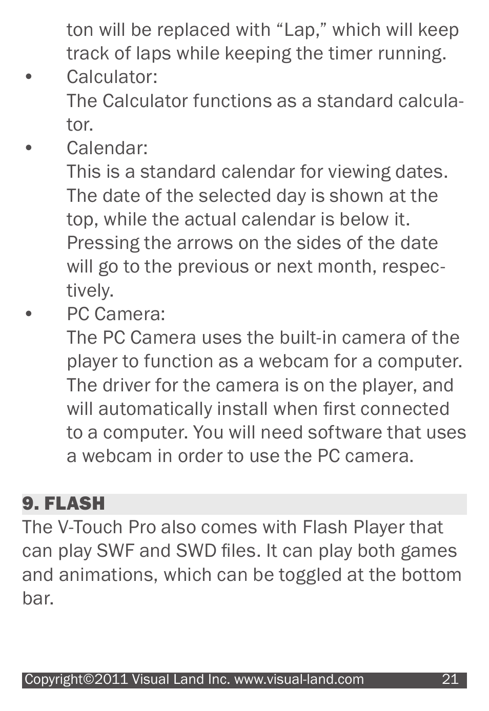 Visual Land V-TOUCH PRO 905L User Manual | Page 21 / 27