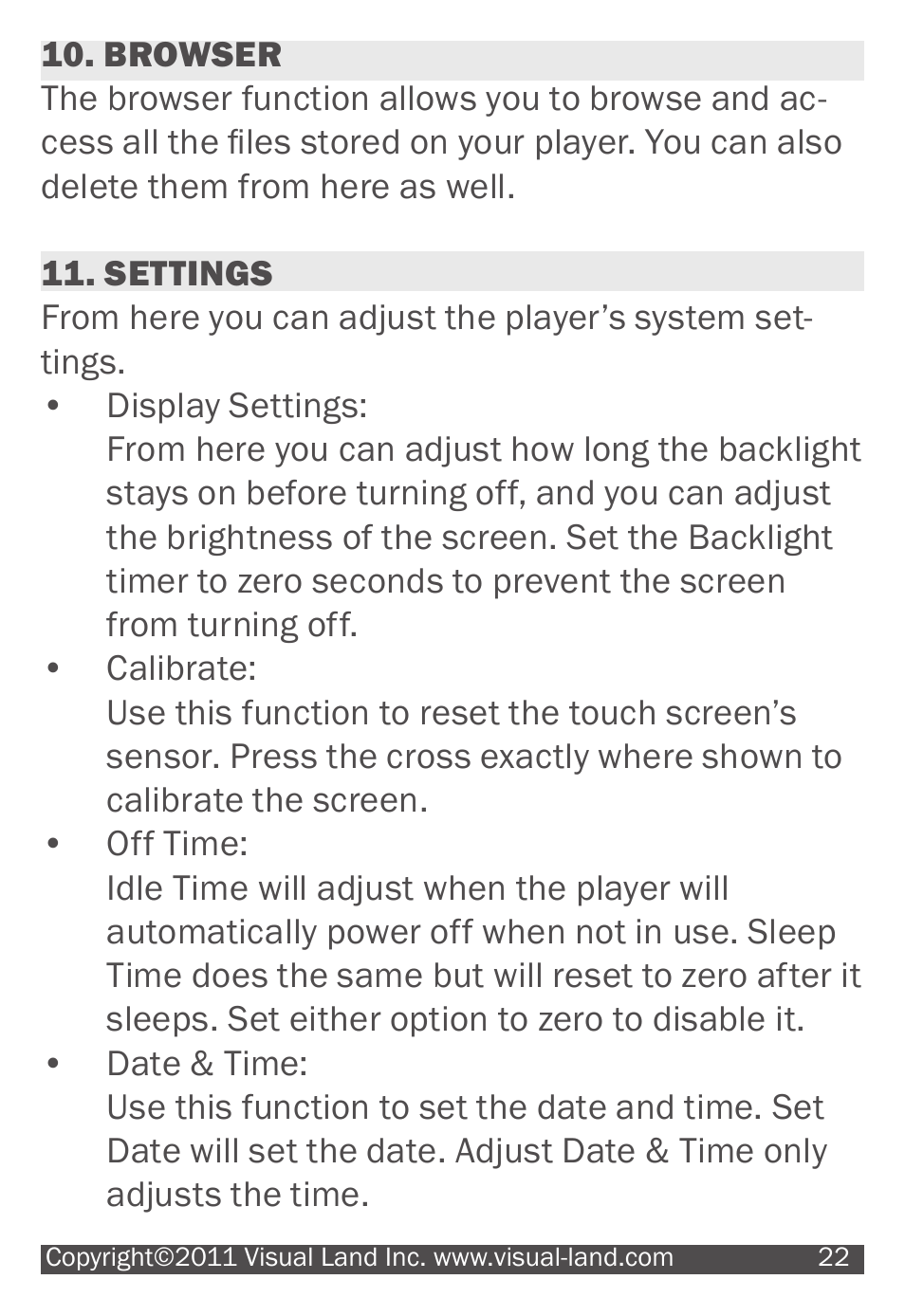 Visual Land V-TOUCH PRO 905L User Manual | Page 22 / 27