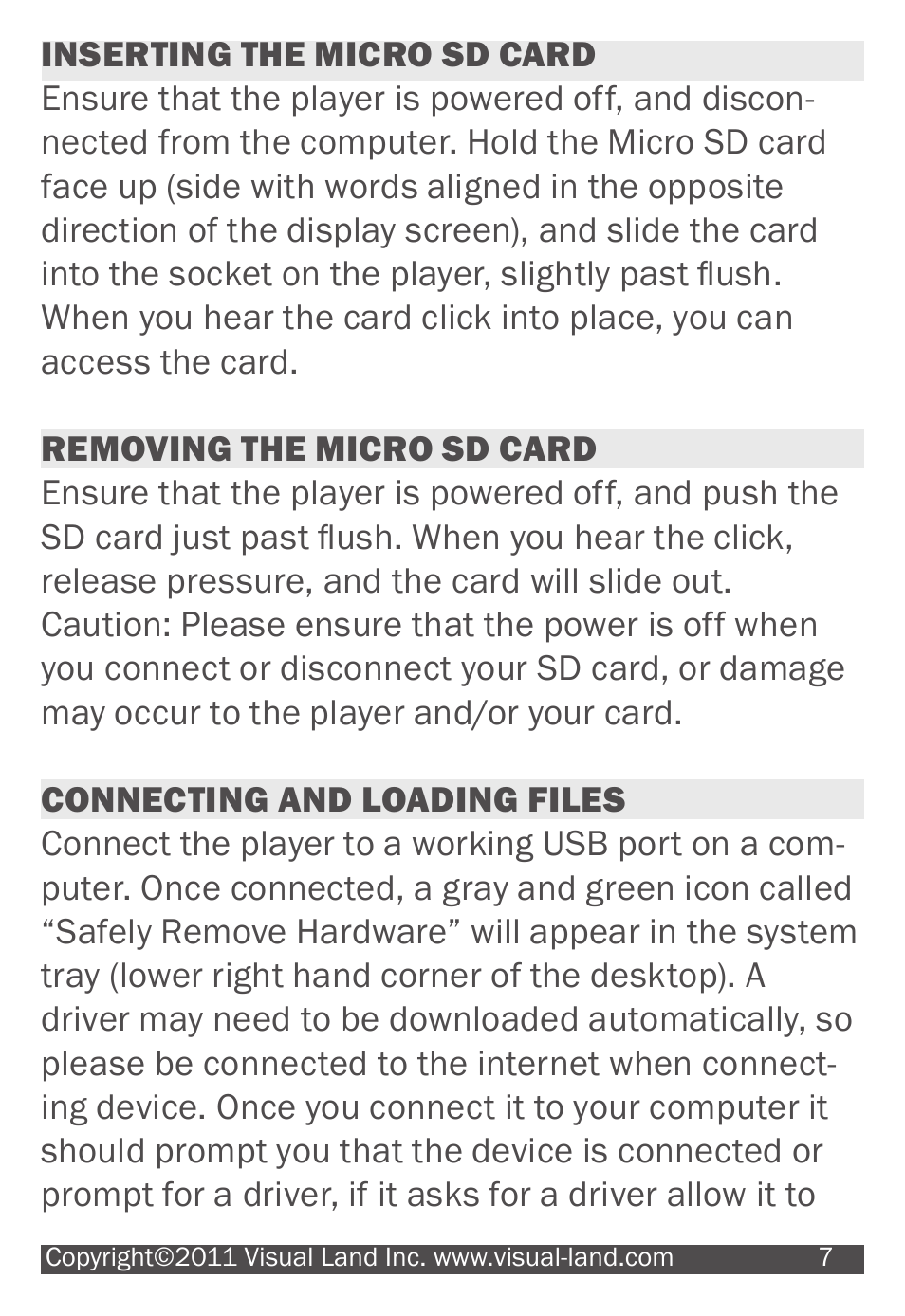 Visual Land V-TOUCH PRO 905L User Manual | Page 7 / 27
