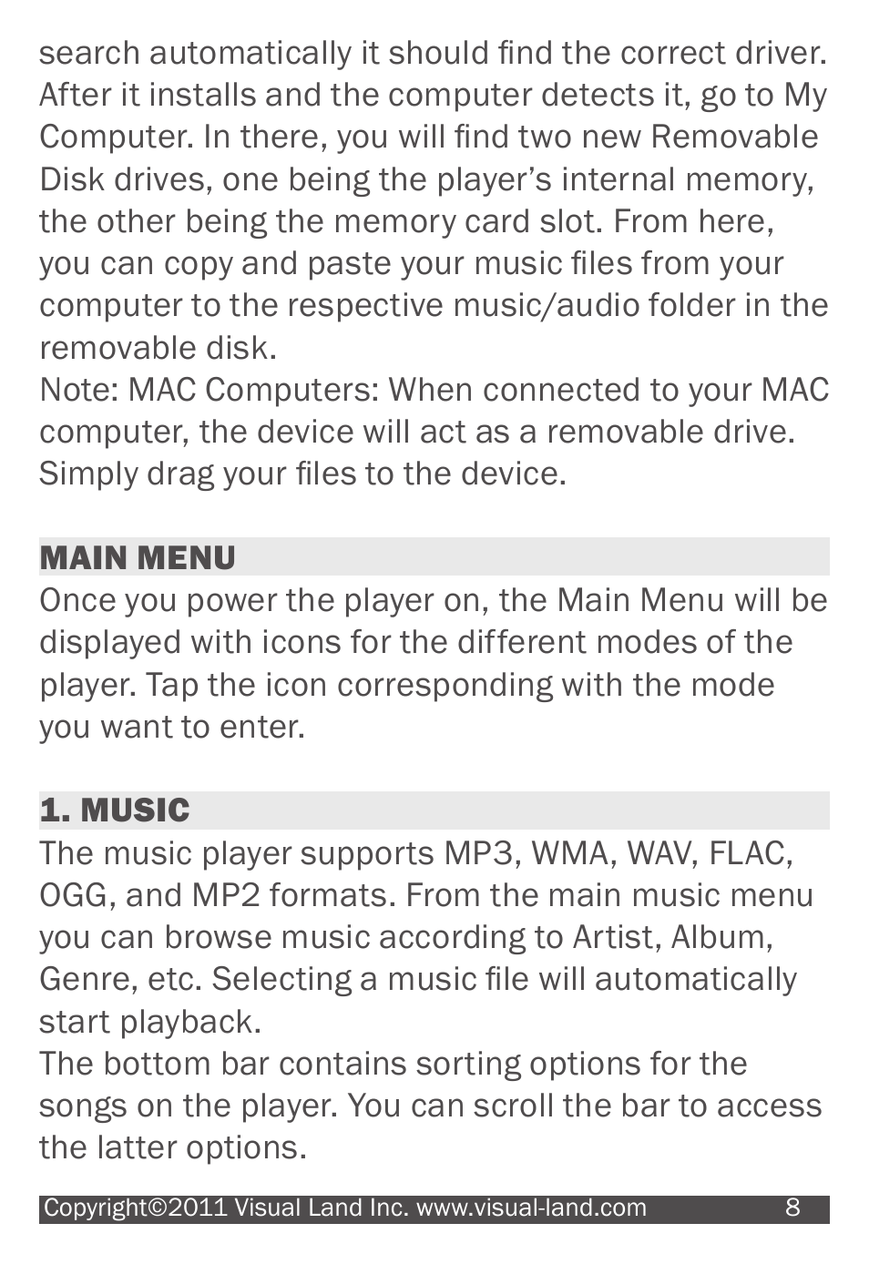 Visual Land V-TOUCH PRO 905L User Manual | Page 8 / 27