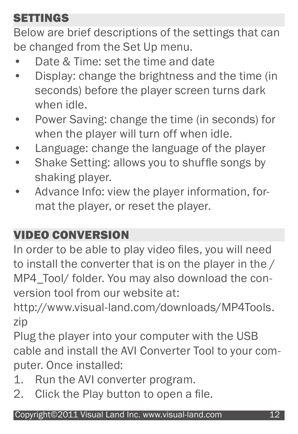 Visual Land 607 User Manual | Page 12 / 16