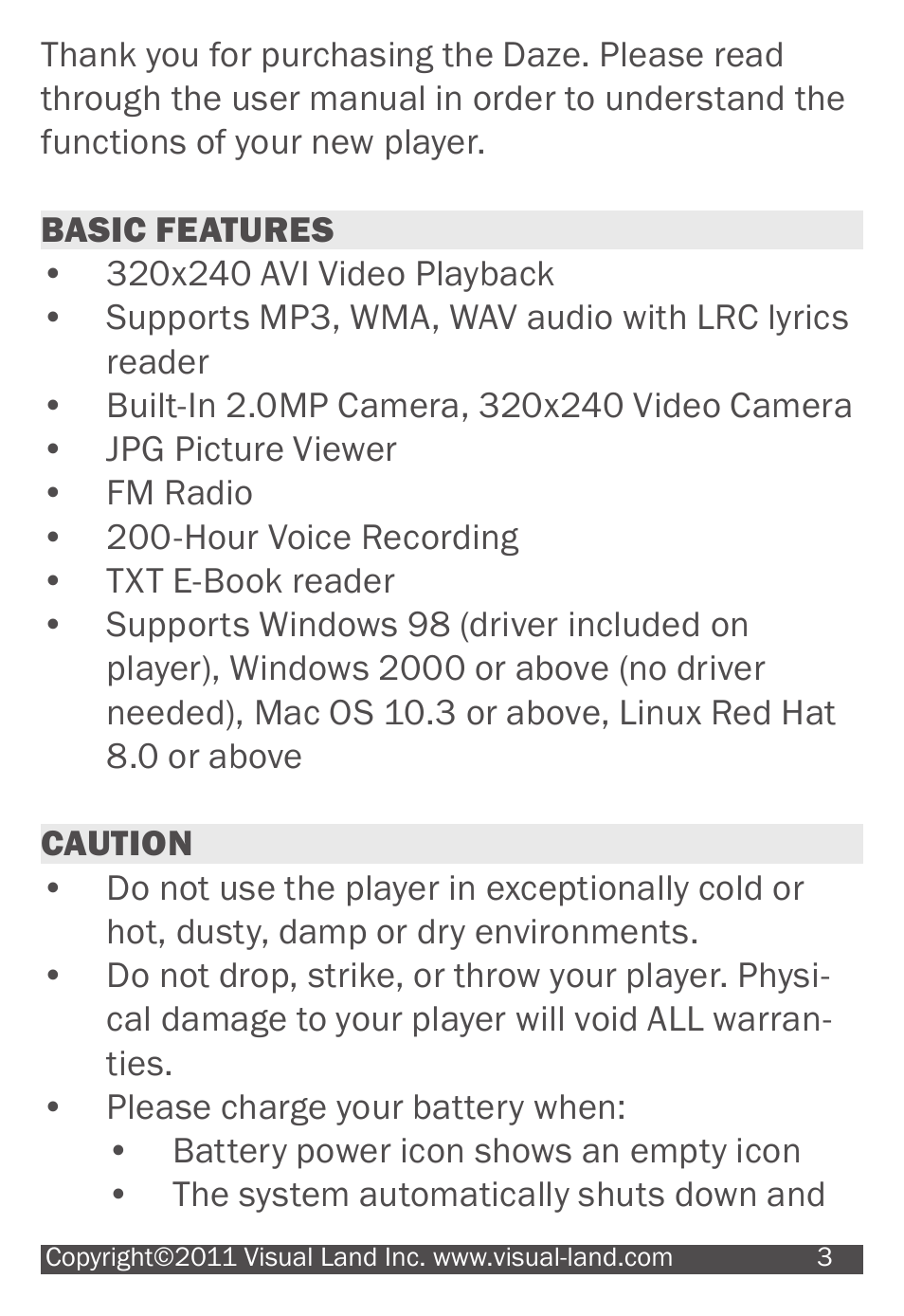 Visual Land 607 User Manual | Page 3 / 16