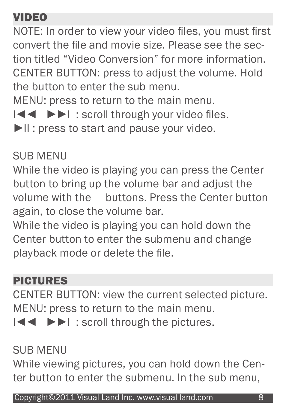 Visual Land 607 User Manual | Page 8 / 16