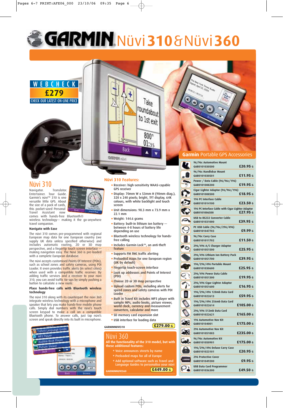 The nü way to travel, Nüvi 310, Nüvi 360 | Garmin portable gps accessories | Visual Land GPSMAP 296 User Manual | Page 3 / 6