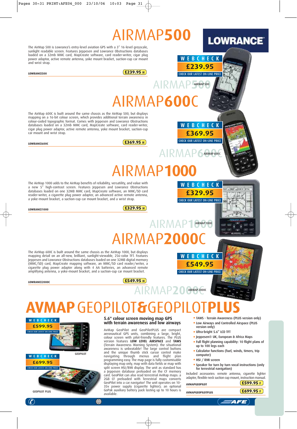 Lowrance airmap 500, Lowrance airmap 600 c, Avmap geopilot & geopilot plus | Lowrance airmap 1000, Lowrance airmap 2000 c | Visual Land GPSMAP 296 User Manual | Page 6 / 6