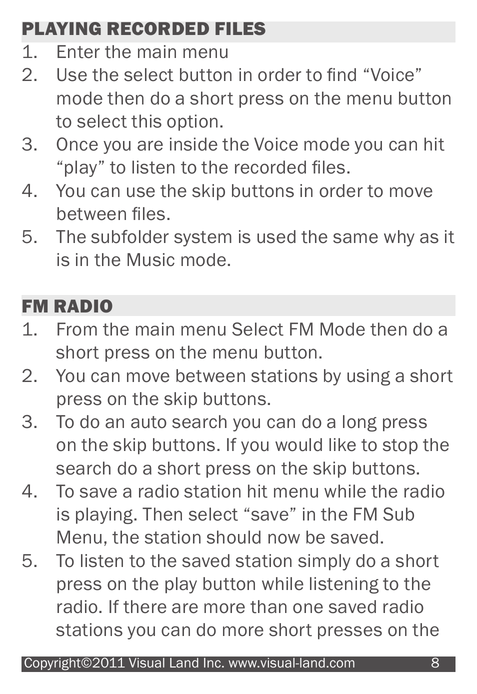 Visual Land V-CLIP PRO 903 User Manual | Page 8 / 13