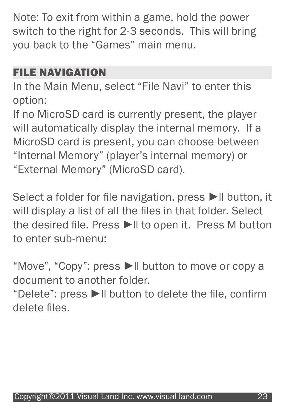 Visual Land V-MOTION 904 User Manual | Page 23 / 30