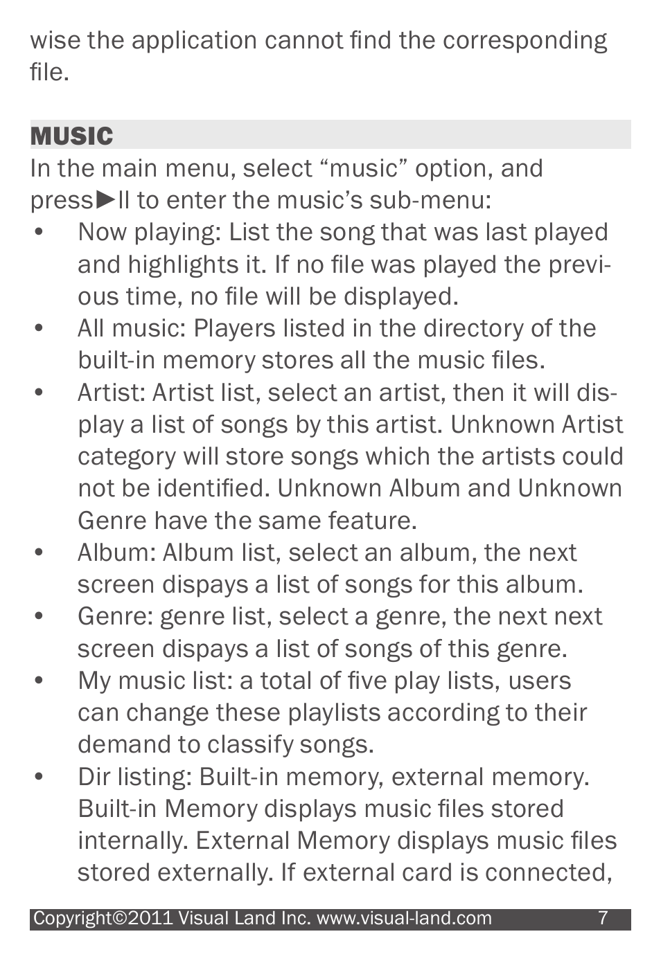 Visual Land V-MOTION 904 User Manual | Page 7 / 30
