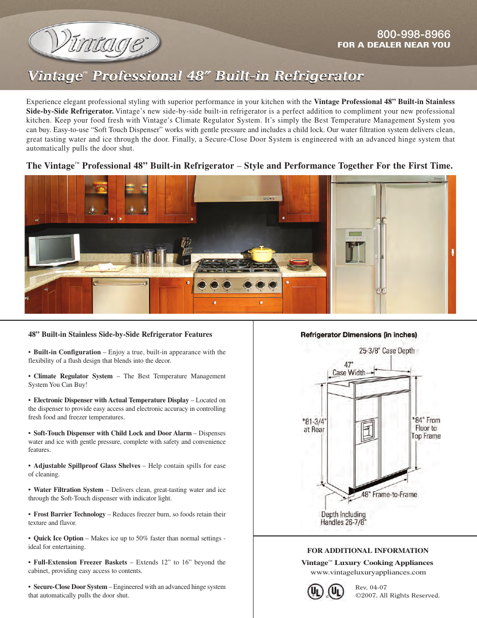 The vintage | Vintage Built-in Refrigerator User Manual | Page 2 / 2