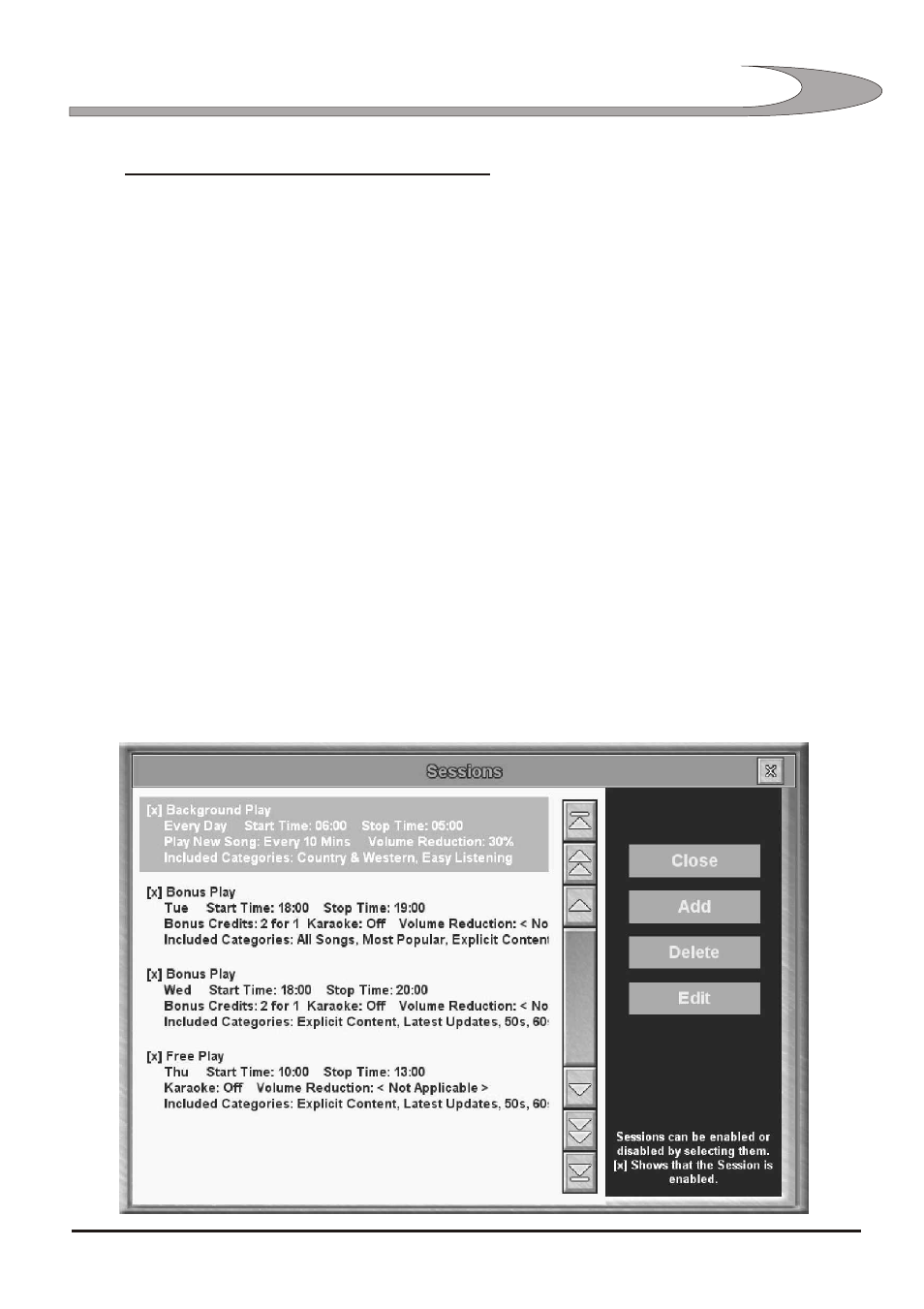 Sessions, Creating and using sessions | Vertek/XTC SCORPION 2330 User Manual | Page 29 / 40