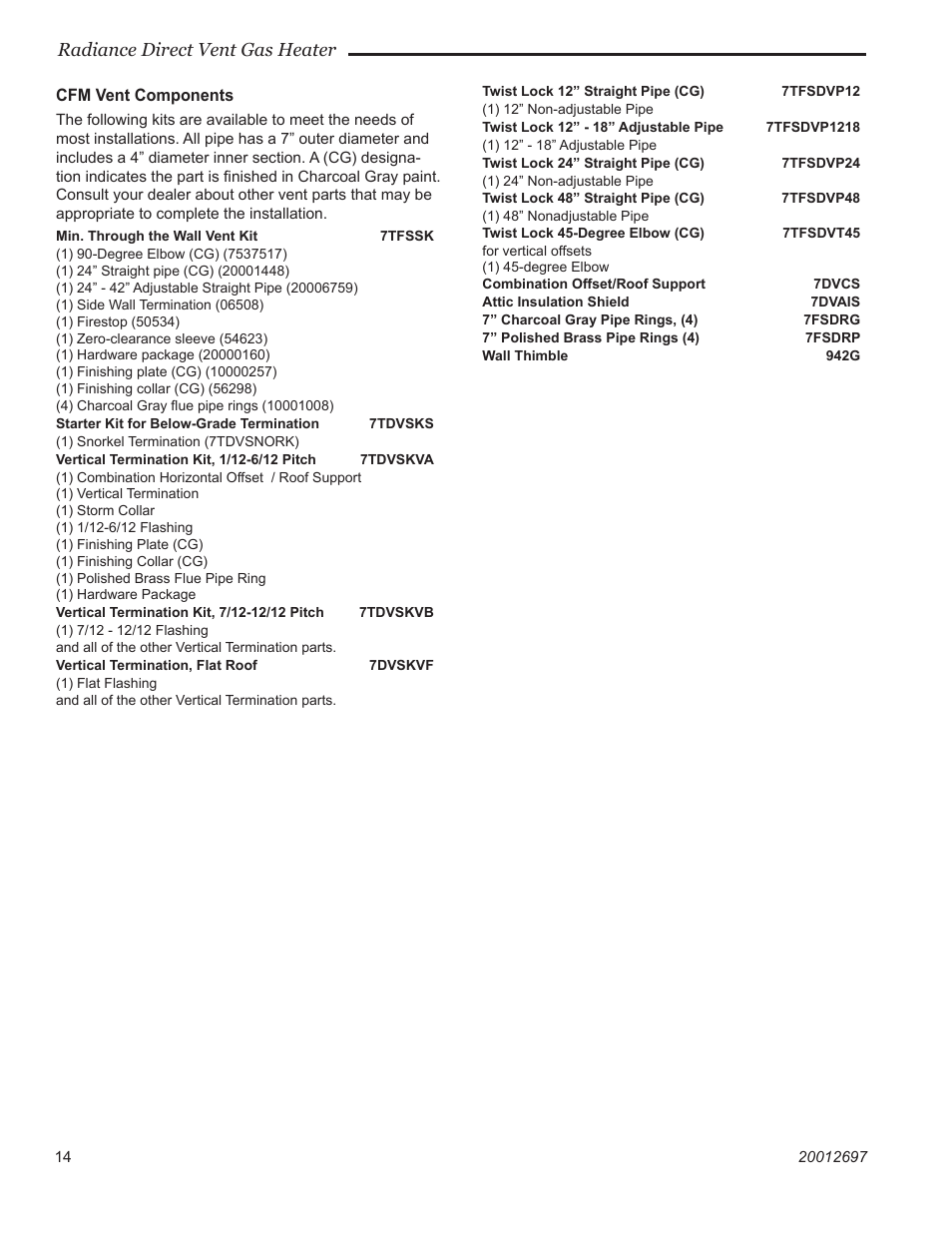 Radiance direct vent gas heater | Vermont Castings RADVTCB User Manual | Page 14 / 52