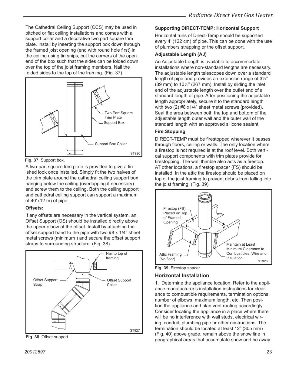 Radiance direct vent gas heater | Vermont Castings RADVTCB User Manual | Page 23 / 52