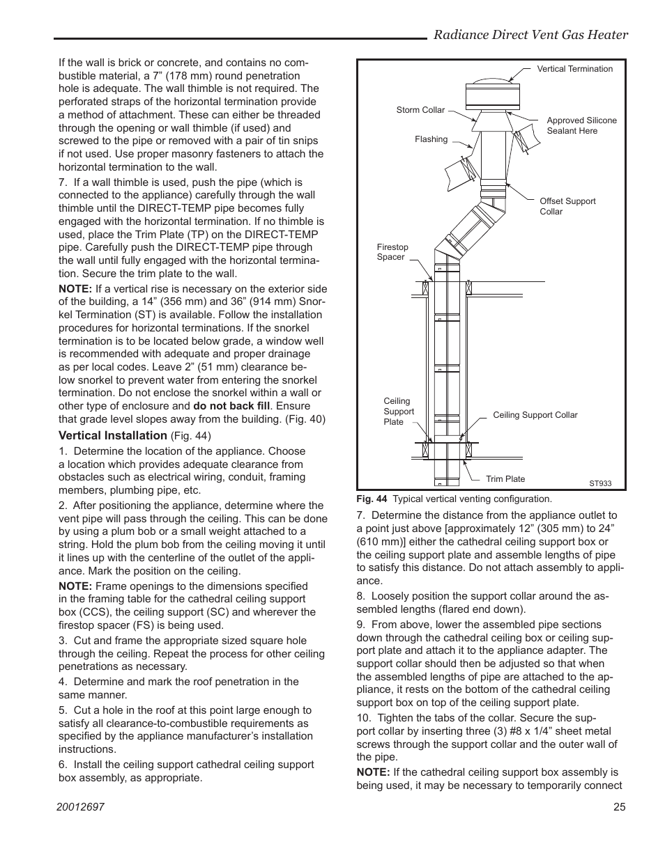 Radiance direct vent gas heater | Vermont Castings RADVTCB User Manual | Page 25 / 52