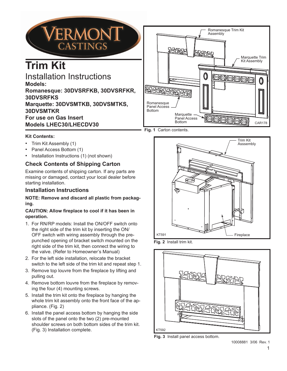 Vermont Castings 30DVSMTKS User Manual | 4 pages