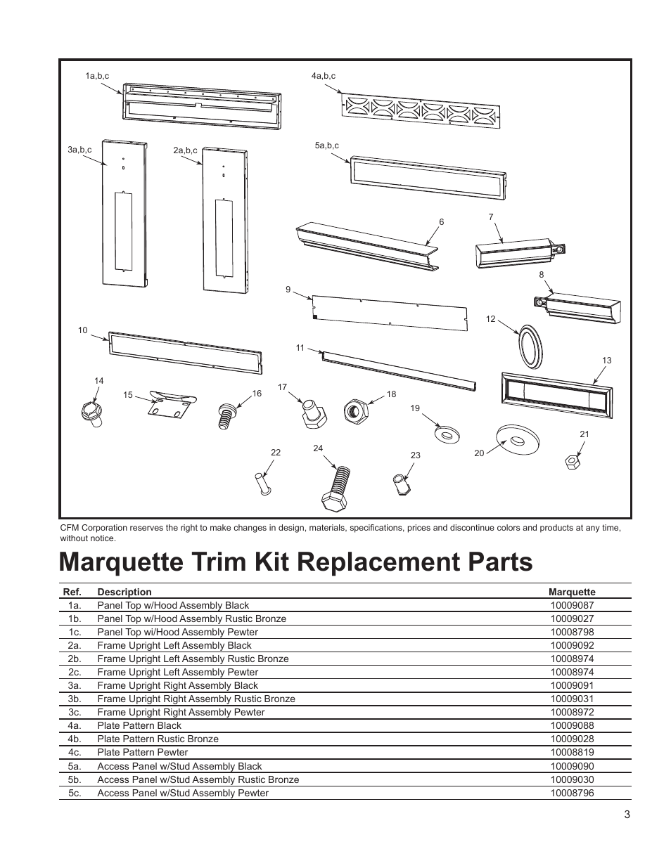 Marquette trim kit replacement parts | Vermont Castings 30DVSMTKS User Manual | Page 3 / 4