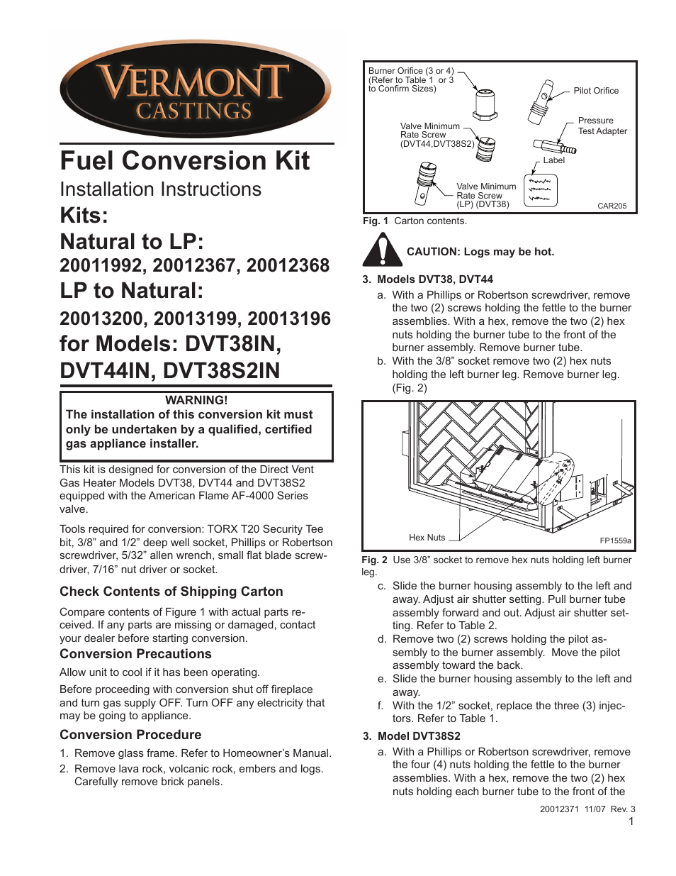 Vermont Castings TP-250 User Manual | 4 pages