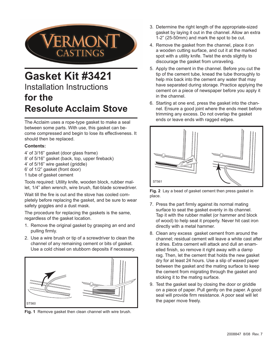 Vermont Castings 3421 User Manual | 2 pages